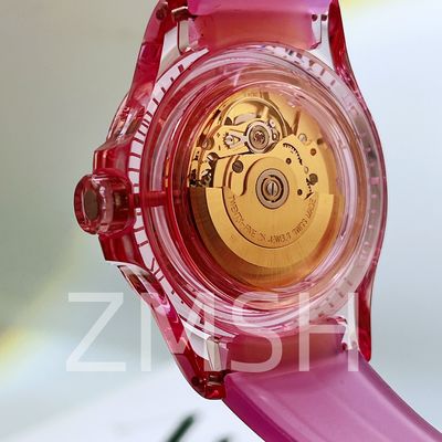 Sakura Pink Sapphire Jam Tangan Kasus Luxury Lab-Tumbuh Tahan Goresan