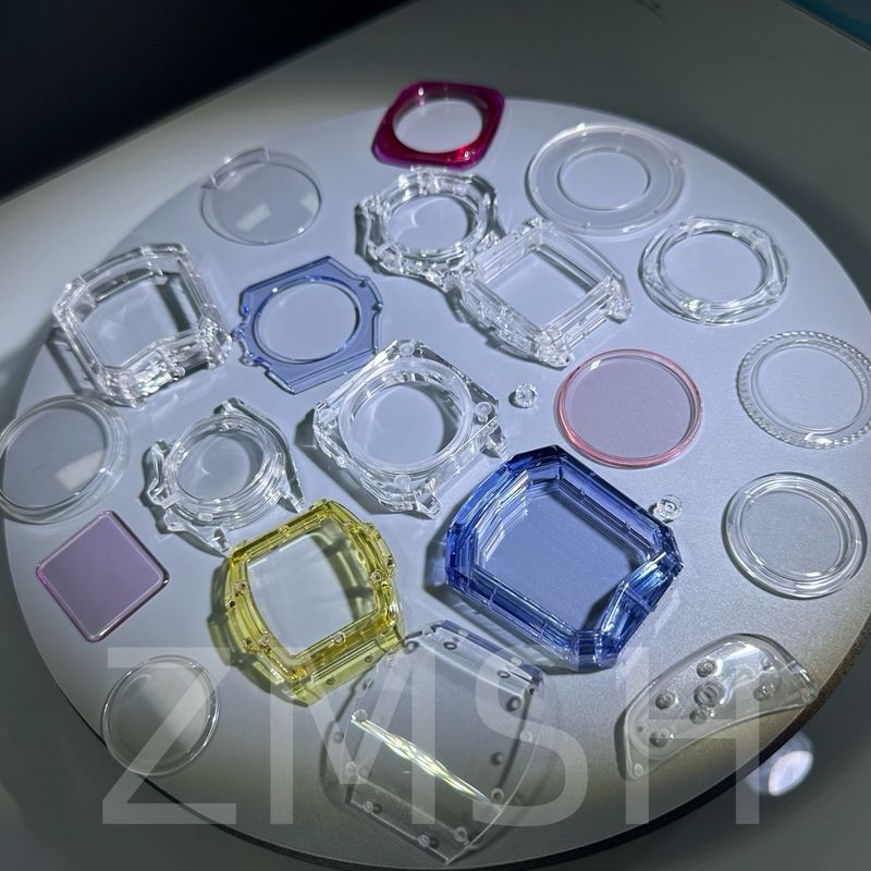 Pertanian buatan Berwarna Doped Sapphire AL2O3 Kasus Jam Tangan Transparan Biru Ruby