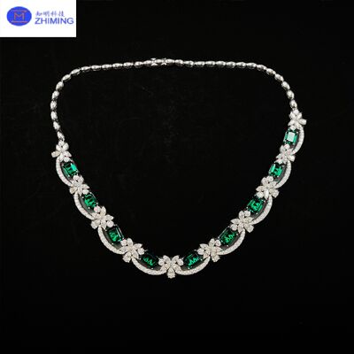 Harga yang pantas Emerald Cut Green Moissanite Kalung Mewah Perhiasan on line