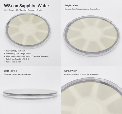 Harga yang pantas WS2 pada Sapphire Wafer 2D Semikonduktor Tungsten Disulfide Film pada Sapphire Substrat on line